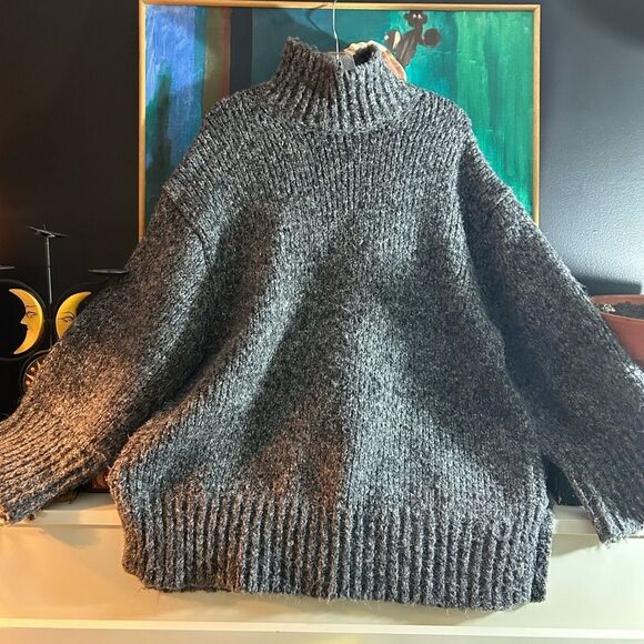 Zara Sweaters - Zara Charcoal Oversized Turtleneck Sweater Dress Large